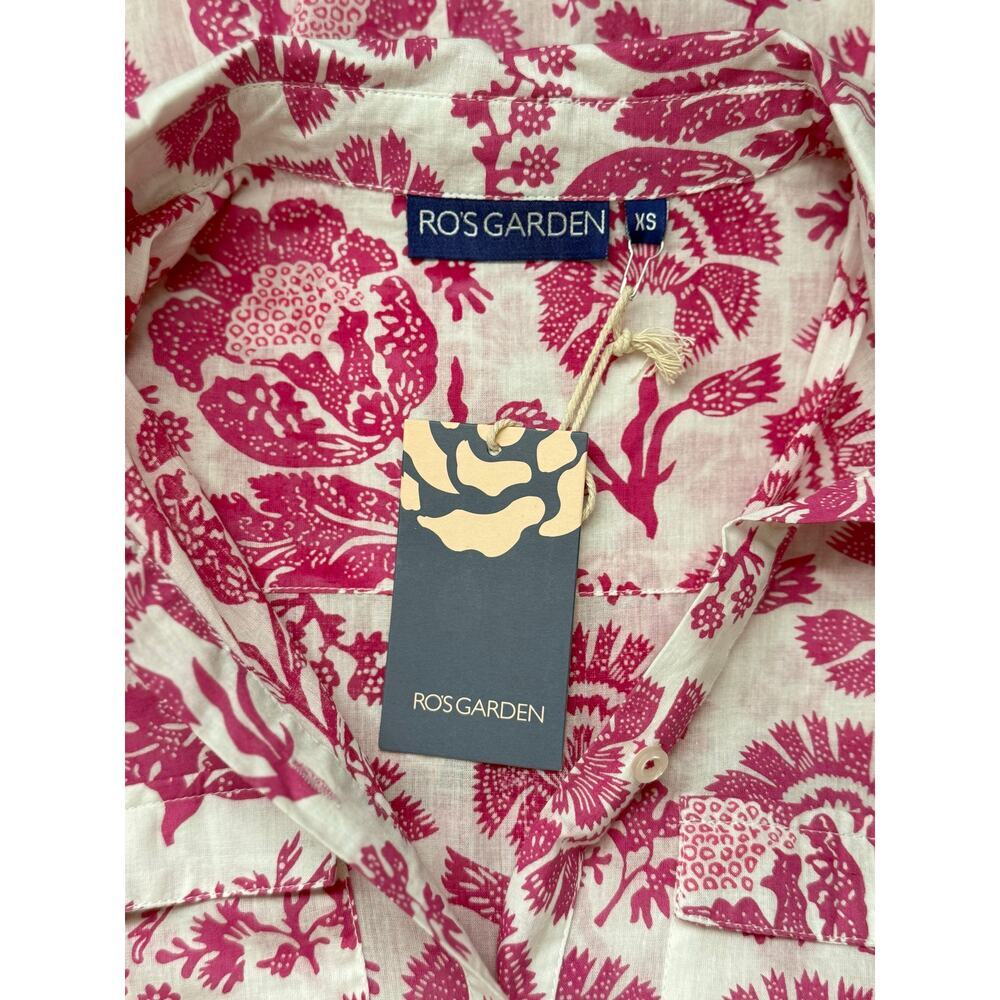 NWT Ro's Garden Carmel Maxi Collared Floral Resort Shirt Dress Pink St Remy XS - Picture 5 of 5